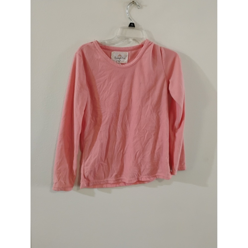 Goodnight Kiss Pink Fleece Pajama Top Long Sleeve Crew Neck Small RN 136445